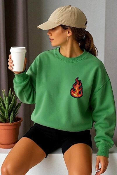 ArtYus Tricou unisex cu mânecă lungă Flame Transfer cu imprimeu guler rotund ...