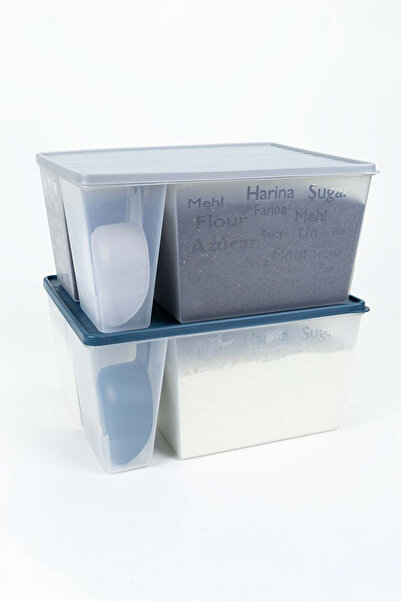 İronika Flour Sugar Detergent Storage Stacking Container with Measuring Spoon Measured Storage Box 6.5 Liters Anthracite