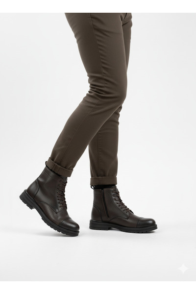 Tomato Bags Erkek İçi Kürklü Suni Deri Bağcıklı Askeri Postal Bot