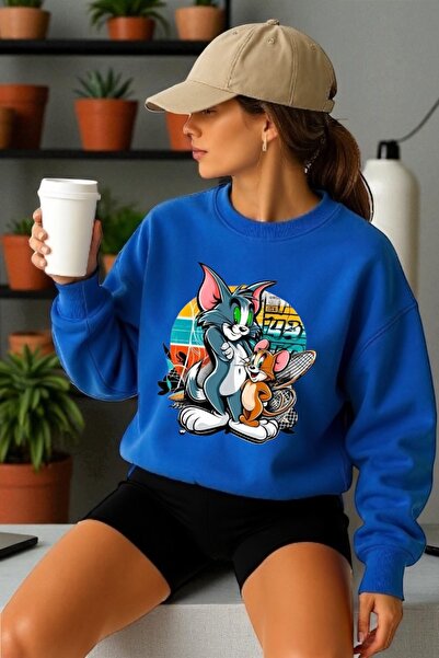 ArtYus Φούτερ με μακρυμάνικο Unisex Tom and Jerry Transfer με τύπωμα με λαιμό...