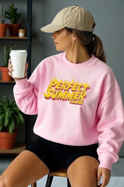 ArtYus Mânecă lungă unisex Perfect Summer Transfer cu imprimeu guler rotund p...