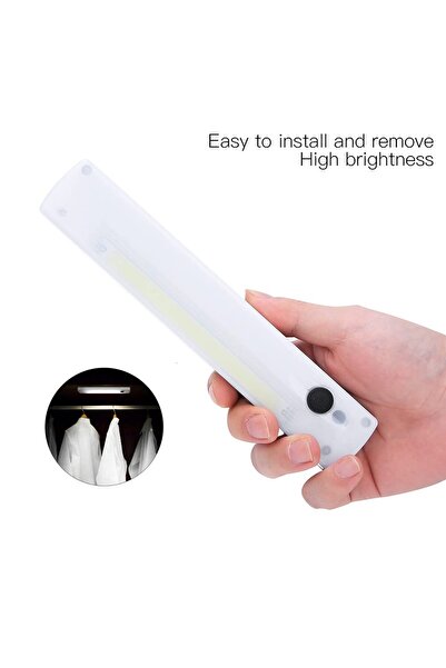 Rabelix Online Marketing 3xAAA Pil ile Çalışan Mıknatıslı Cob Led Beyaz Işık Magnet Fener Dolap İçi,Tezgah Üstü,Çalışma Masas