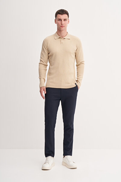 Cazador Premium Slim Fit Viscose Blended Polo Neck Beige Men's Sweater 33210