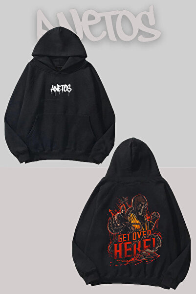 Anetos Get Over Here Spate cu imprimeu Negru cu glugă Swea tricou