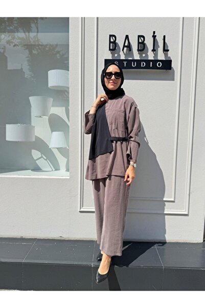 Almarwah Black 202878 Design Women's Suit Mink