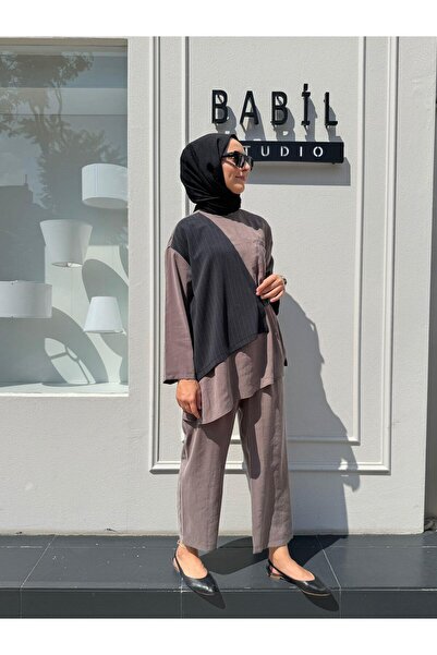 Almarwah Black 202878 Design Women's Suit Mink