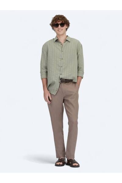 Kip Χακί Oversize Πλεκτό Πουκάμισο Casual