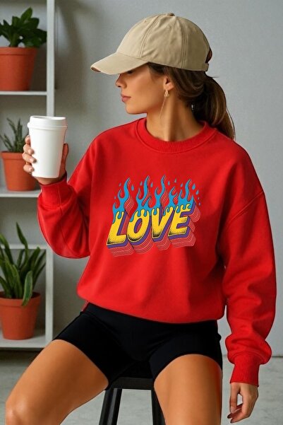 ArtYus Tricou unisex cu mânecă lungă Love Transfer cu imprimeu guler rotund p...