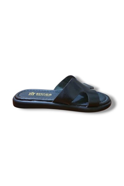 BARONES SHOES شبشب نسائي من الجلد الطبيعي باللون الأسود موديل H