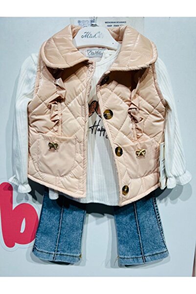 mutlu bebe bulvar Kız Bebek 3 Parça Şişme Yelekli Takım