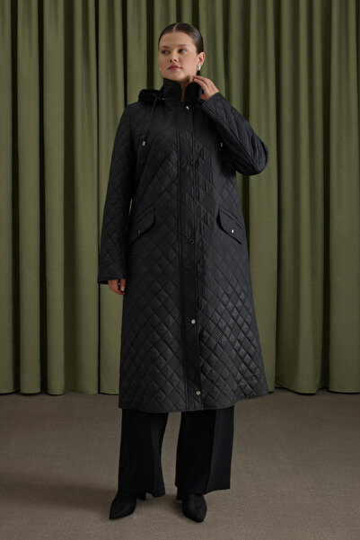 Aker İçi Kürk Seyyar Kapüşonlu Kapitone Mont