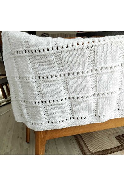 yaso shop El Örgüsü Kare Bebek Battaniyesi – %100 Akrilik, 80x80 cm