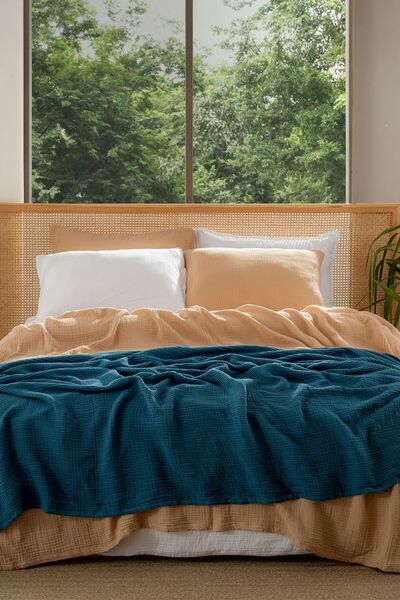 MYLASA HOME Muslin Bedspread Ultra Soft High Quality 4 Layers Muslin Pike (Single Size (180X240 cm)