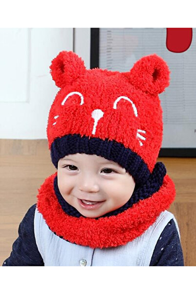 Superbaby Red hat and scarf set - Kitty