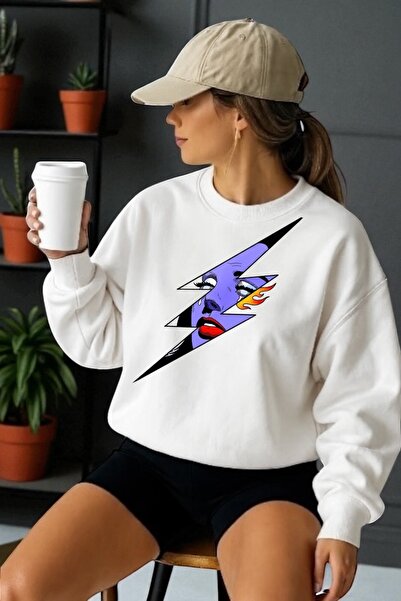 ArtYus Унисекс дълъг ръкав Lightning дамска блуза с трансферно печат и яка за...