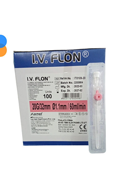 yaşam IV FLON Branül (İntraket) Pembe 20G - 100'lü Kutu
