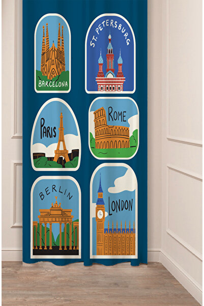 GREENDECOR ستارة خلفية مطبوعة رقميًا (ذات جناح واحد) بتصميم برشلونة وباريس ول...