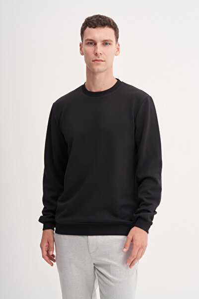 Cazador Премиум суитшърт с фин жакардов десен от вискозна смес, с редовна кройка - 53520