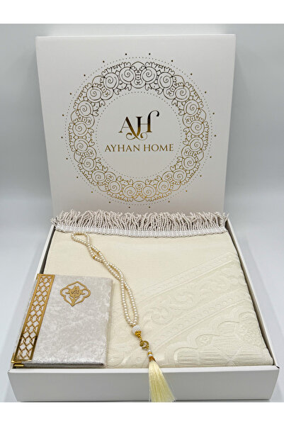 AYHANHOME 3 Piece Special Boxed Woven Twisted Fringed Prayer Rug Set