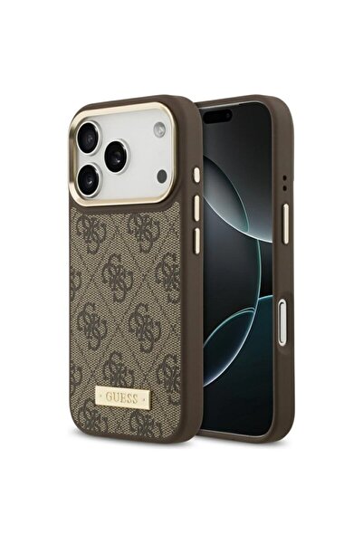 Guess Carcasă originală pentru iPhone 17 Pro 4G cu placă cu logo MagSafe, maro