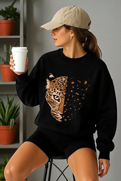 ArtYus Tricou unisex cu mânecă lungă Tiger Transfer cu imprimeu guler rotund ...