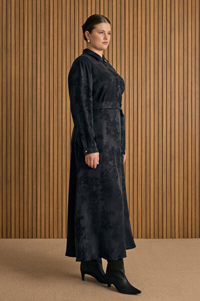 Aker Dokusu Çiçek Desenli Lyocell Elbise