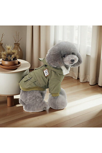 OEM Jacheta imblanita cu gluga, pentru animale de companie, calduroasa, rezistenta la vant, DOG-17