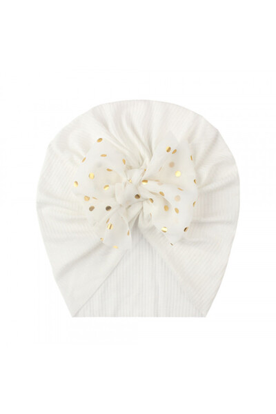 Superbaby Caciulita tip turban cu fundita din tulle aplicata