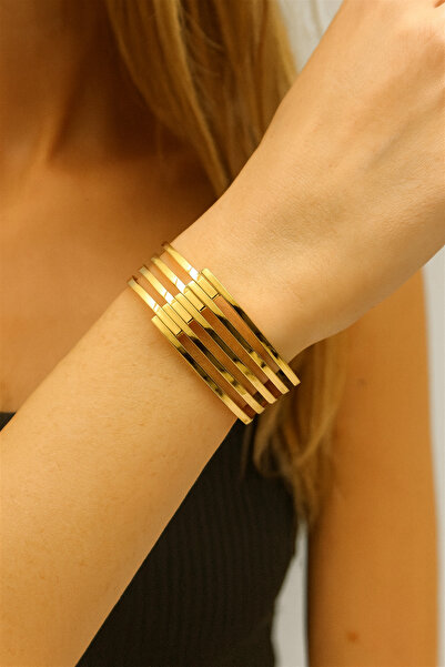 Ares Aksesuar 01 Altın Renk Modern Tasarım Kaburga Bilezik