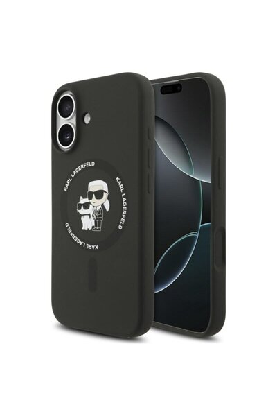 Karl Lagerfeld Husa iPhone 17 Silicon KC Body Ring MagSafe, negru