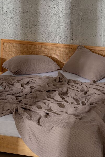 MYLASA HOME Müslin Yatak Örtüsü Ultra Yumuşak Yüksek Kaliteli 4 Kat Muslin Pike (Tek Kişilik (180x240 cm)
