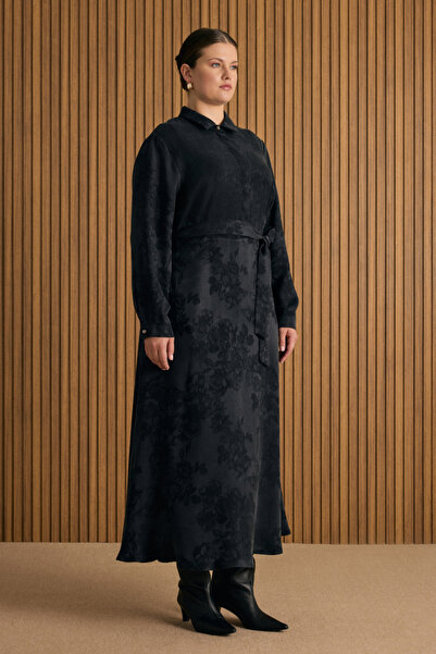 Aker Dokusu Çiçek Desenli Lyocell Elbise