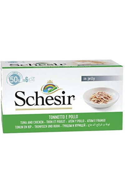Schesir Cat Food (6 Packs) Tuna with Chicken Fillet in Jelly 6 × 50g