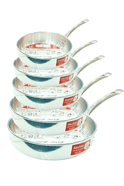 AL SULTAN طقم طاوة مقلاة الومنيوم 5 قطعة بيد من الاستانلس 16/18/22/24/26سم