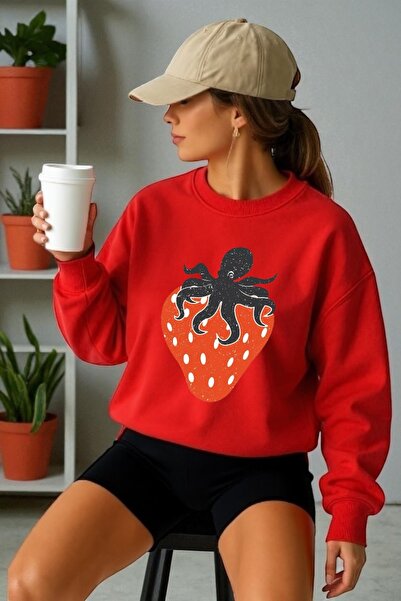 ArtYus Tricou unisex cu mânecă lungă Strawberry Ahtopot Transfer cu imprimeu ...