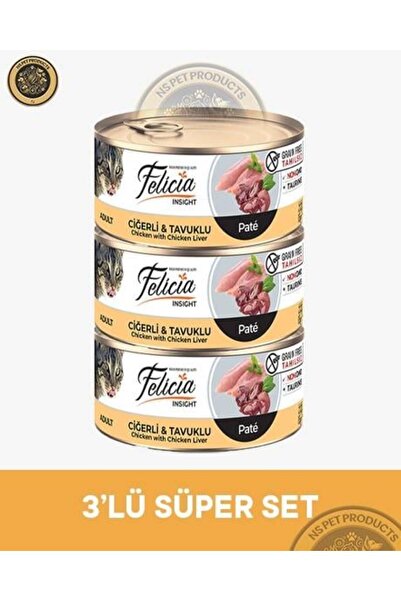 Felicia Insight Pate Ciğerli & Tavuklu Kıyılmış Yetişkin Kedi Konserve Maması...
