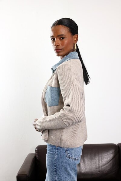 5in1Canpolat Ζακέτα με λεπτομέρειες από βιζόν 28917