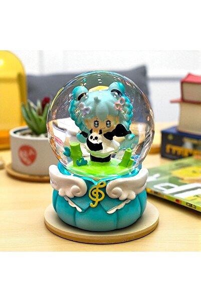 BABUN Işıklı Orta Boy Hatsune Miku Genç Kız Çocuk Hediyesi Dekoratif Kar Küresi Pandalı