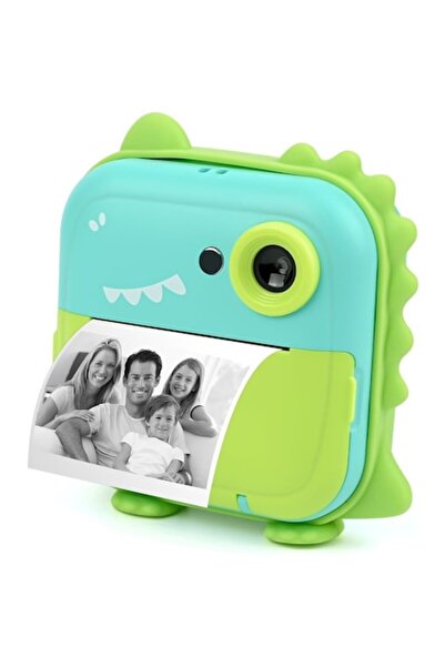 VALA Aparat foto copii cu printare instant, VALA® Q5C Dinozaur, Bluetooth 5.1 cu Aplicatie, Verde
