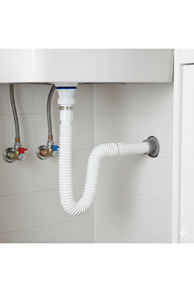 Sfk Lüx Körüklü Sızdırmaz Lavabo Sifonu Lavabo Altı Hortumu Gider Borusu