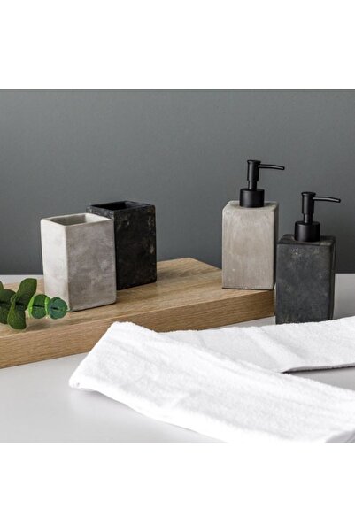 ANTBRO Liquid Soap Dispenser Antbro® Square Light Gray Cement with Matte Black Pump, 270ml