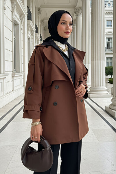 Genel Markalar Kol Apoletli Trençkot 0014 - KAHVERENGİ