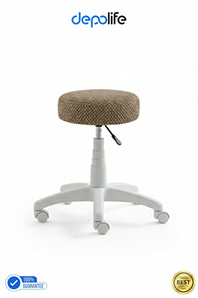 Depolife Tedy Yükseklik Ayarlı Ergonomik Ofis Kasiyer Sekreter Makyaj Tekerlekli Çalışma Taburesi