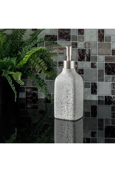 ANTBRO Liquid Soap Dispenser Ceramic with Sand Effect, 470ml