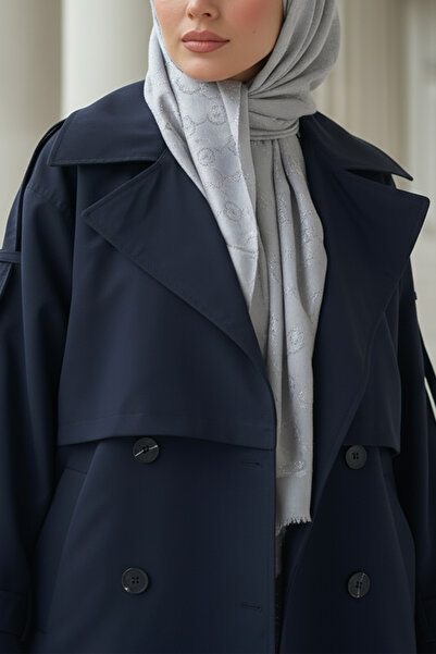 Genel Markalar Kol Apoletli Trençkot 0014 - LACİVERT