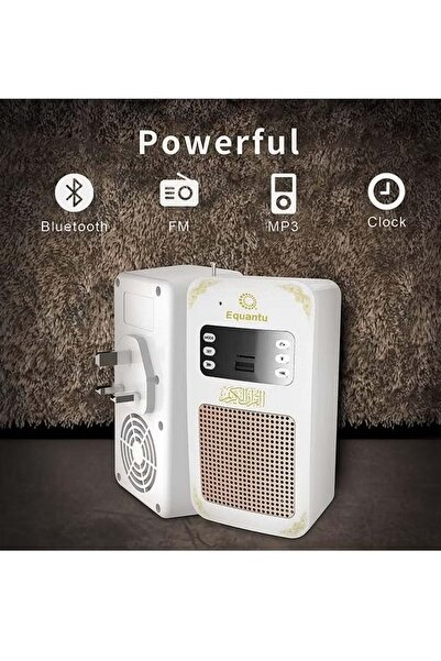 equantu Bluetooth Quran Speaker White – New Model with Clear Sound, Wireless Connectivity, Compact Design,