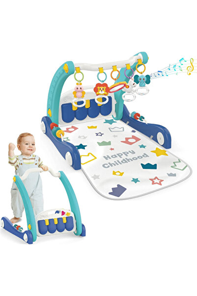 huanger -Baby Play Gym Mat & Learning Walker With Music-Blue