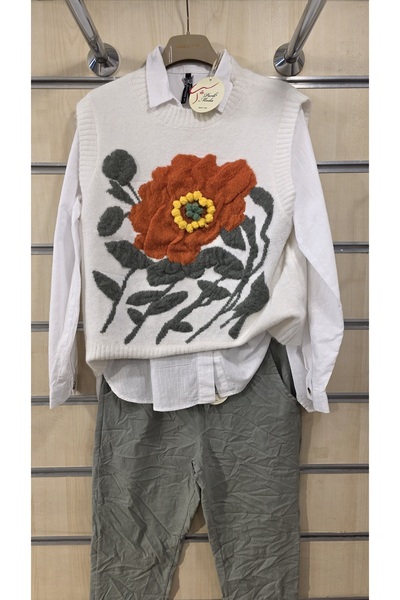 Park Moda Вовняний светр без рукавів з квітковим візерунком