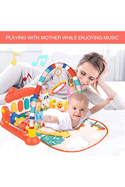 huanger - Piano Fitness Gym Rack With Playing Toys - Red