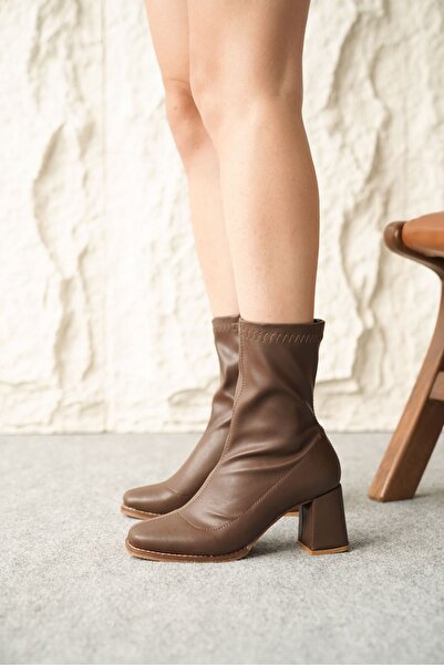 GOFFSHOES Kadın Piolin Streç Bot - Kahve-Deri